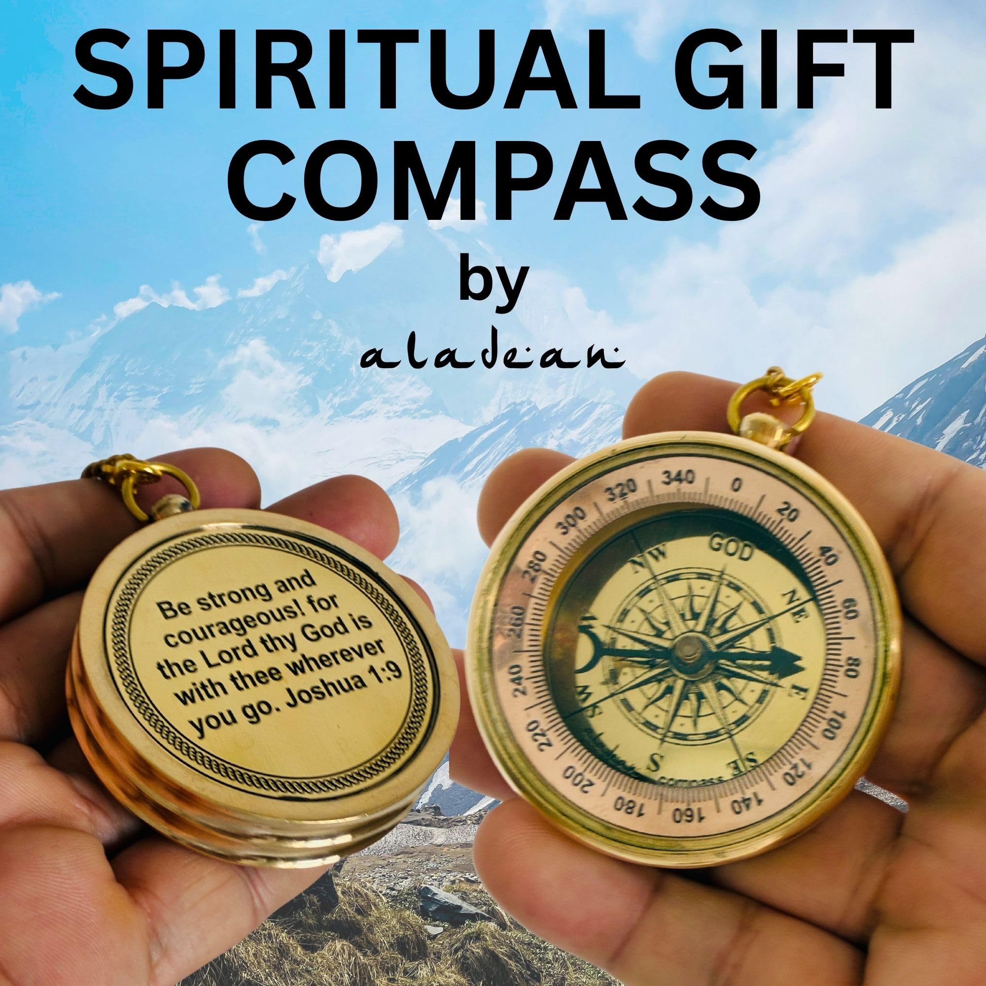 Joshua 1:9 Compass, Wooden Box view 5