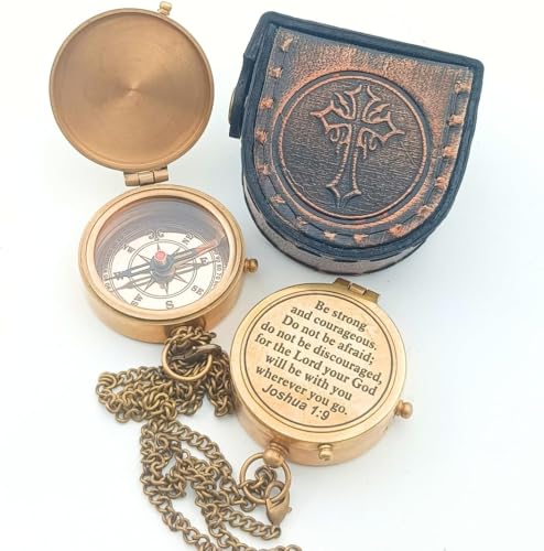 Joshua 1:9 Compass, Leather Case view 2