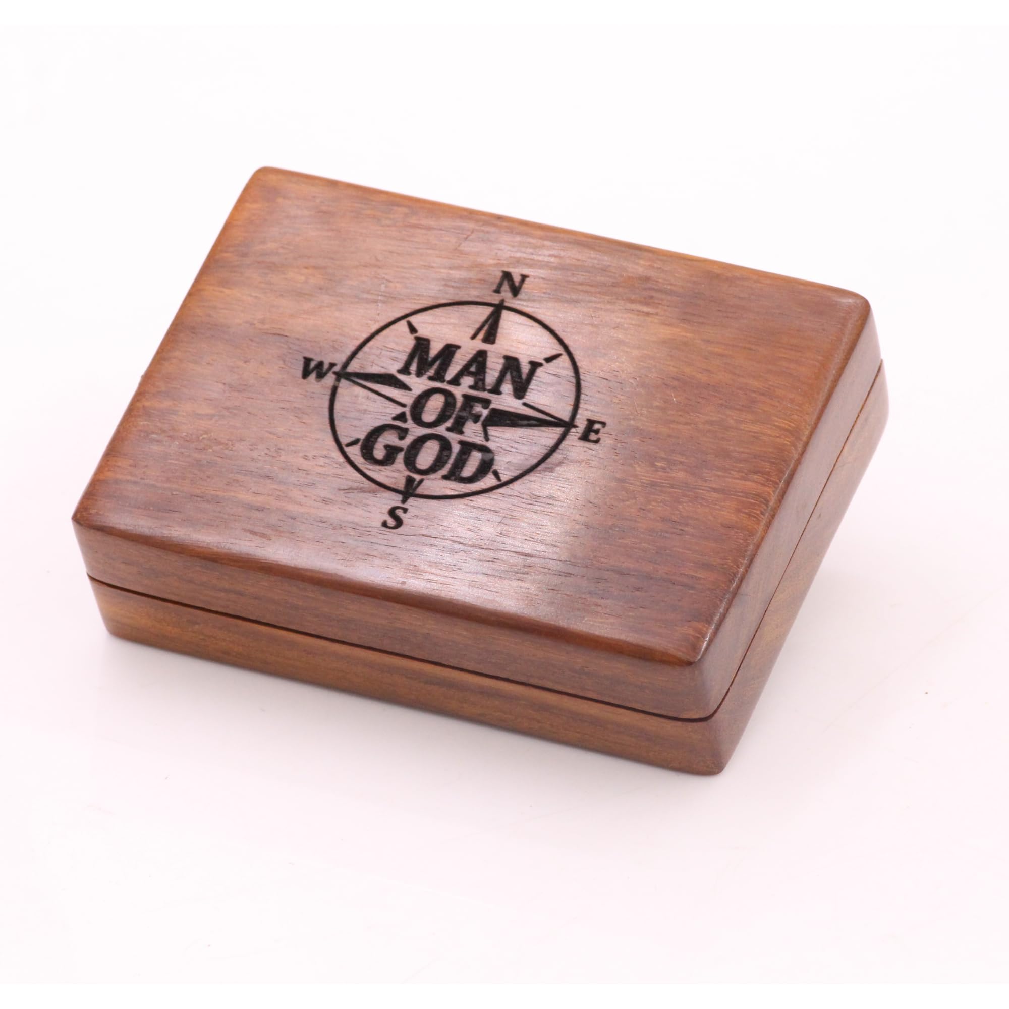 Psalm 18:32 Compass, Wooden Box view 2