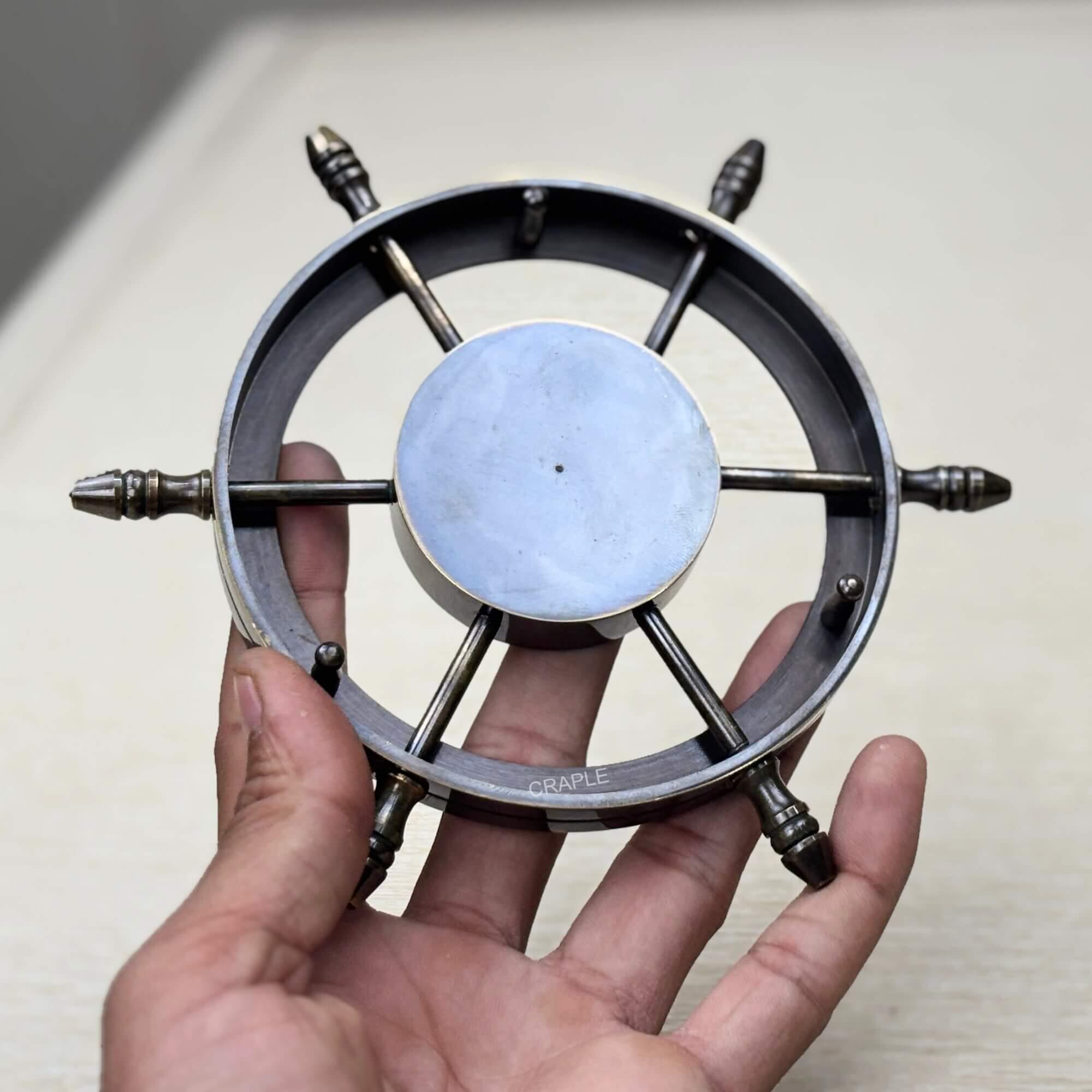 Ship Wheel Compass, Black Antique Finish view 3