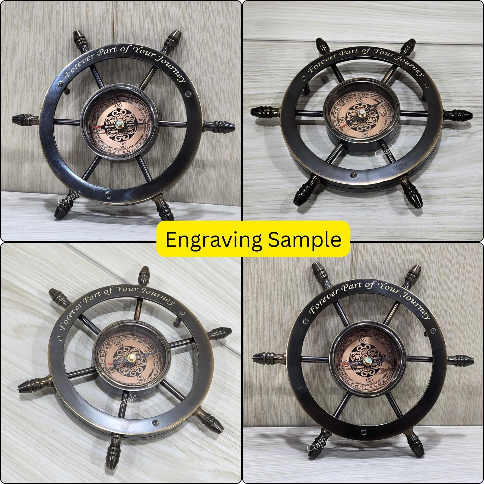 Ship Wheel Compass, Black Antique Finish view 4