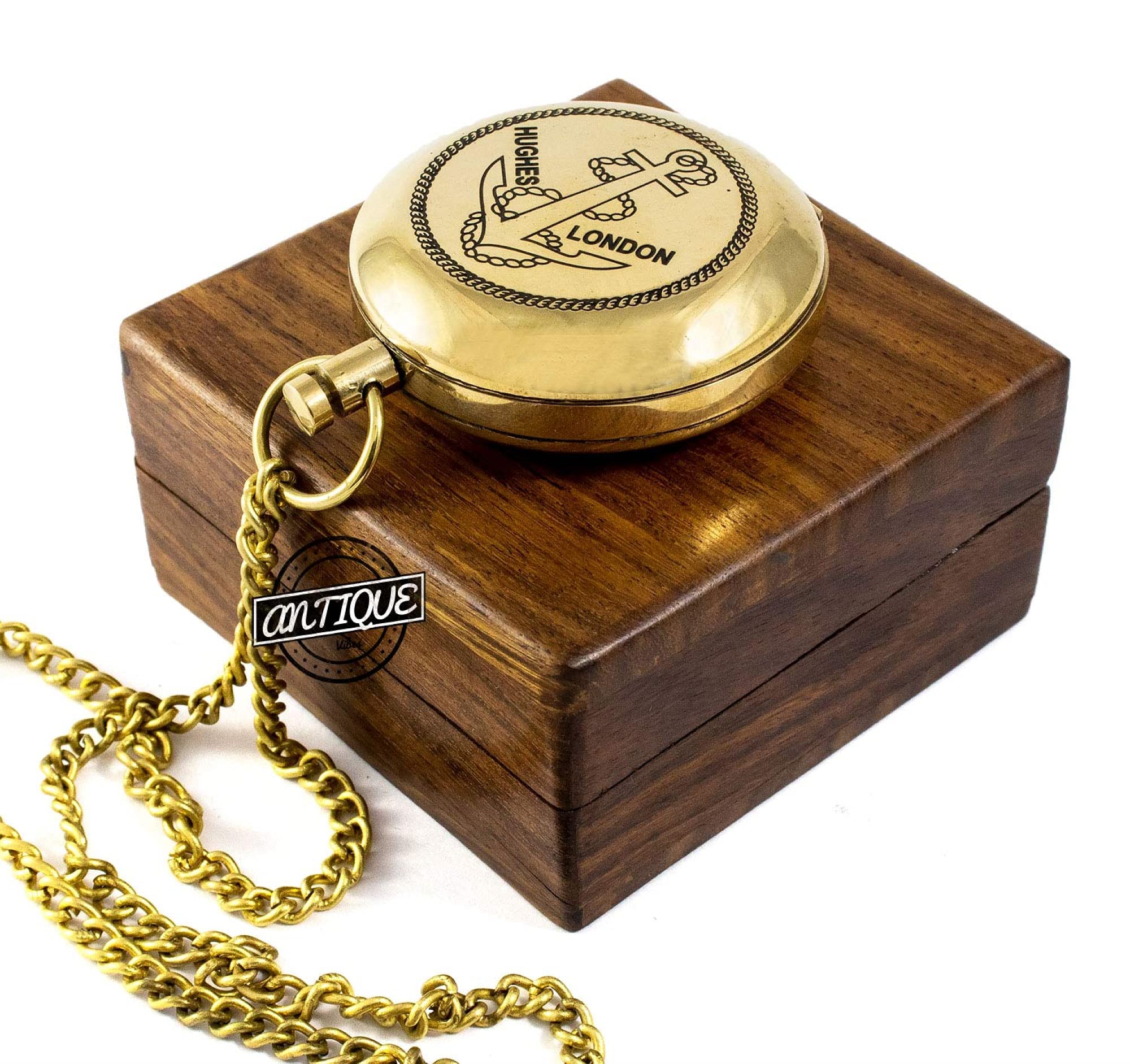 Push Button Compass, Wooden Box view 4