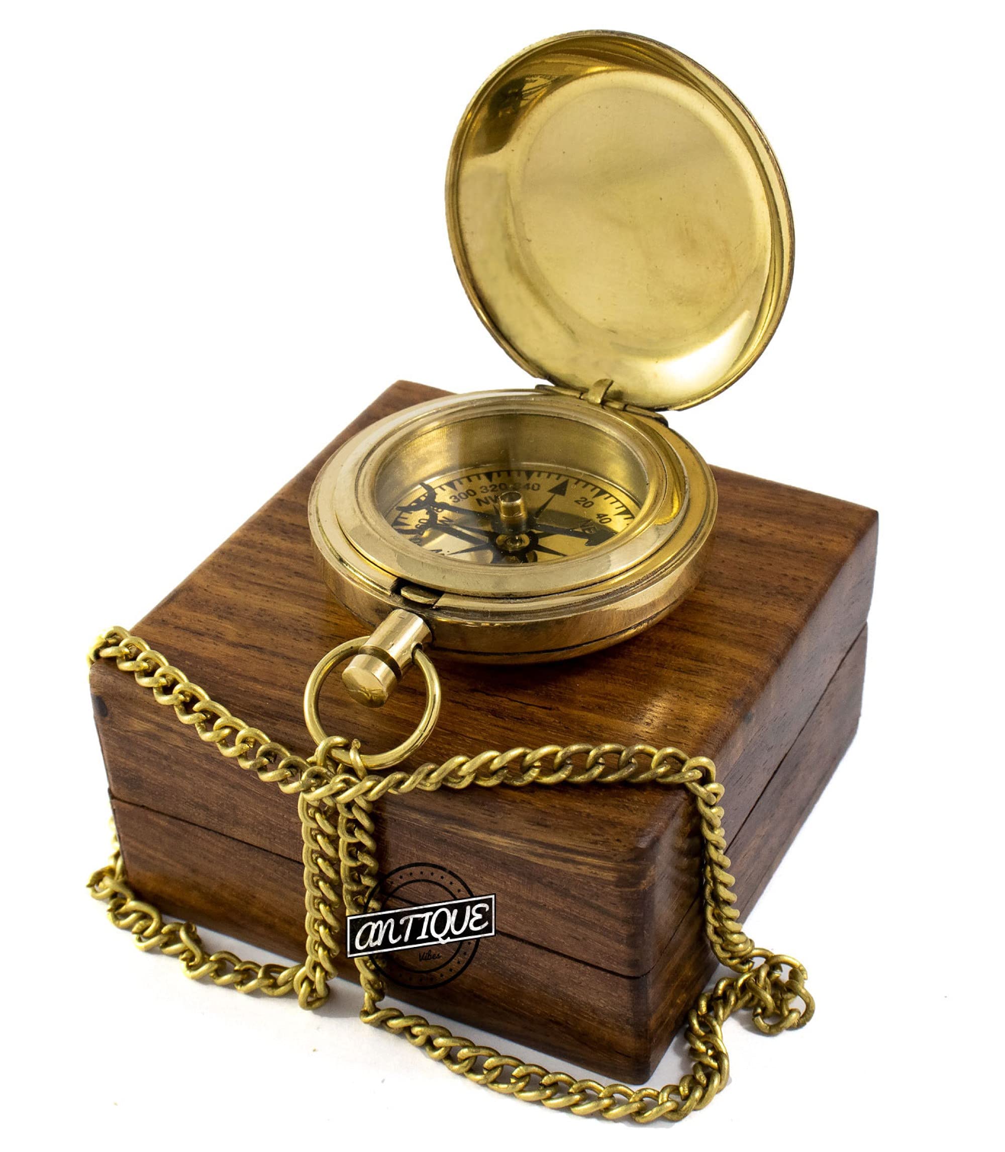 Push Button Compass, Wooden Box view 6