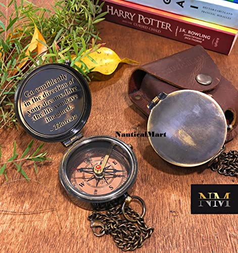 Thoreau Quote Compass, Leather Case view 4