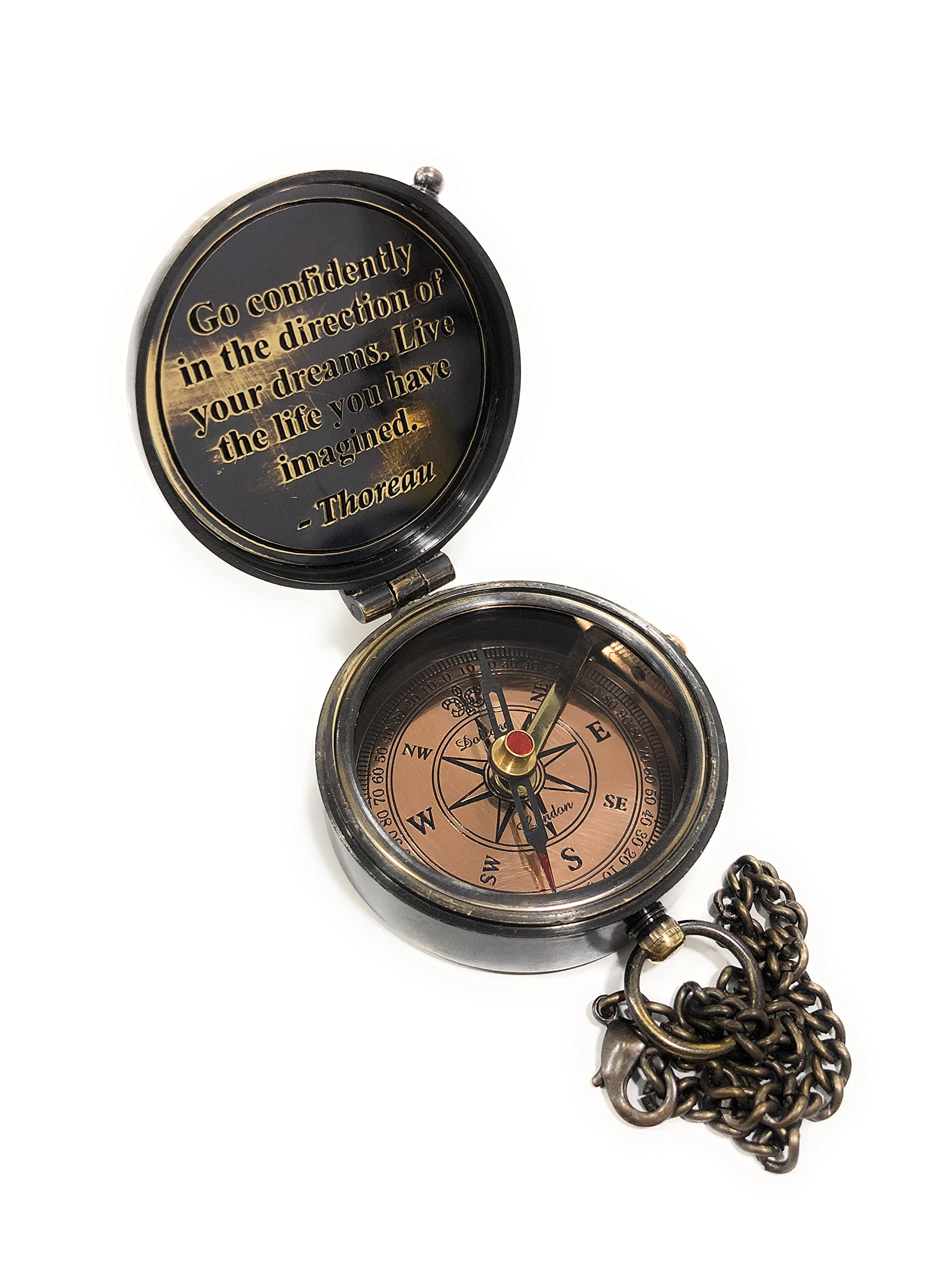 Thoreau Quote Compass, Leather Case view 7