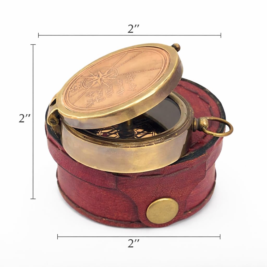 Motivational Compass, Round Leather Case view 4