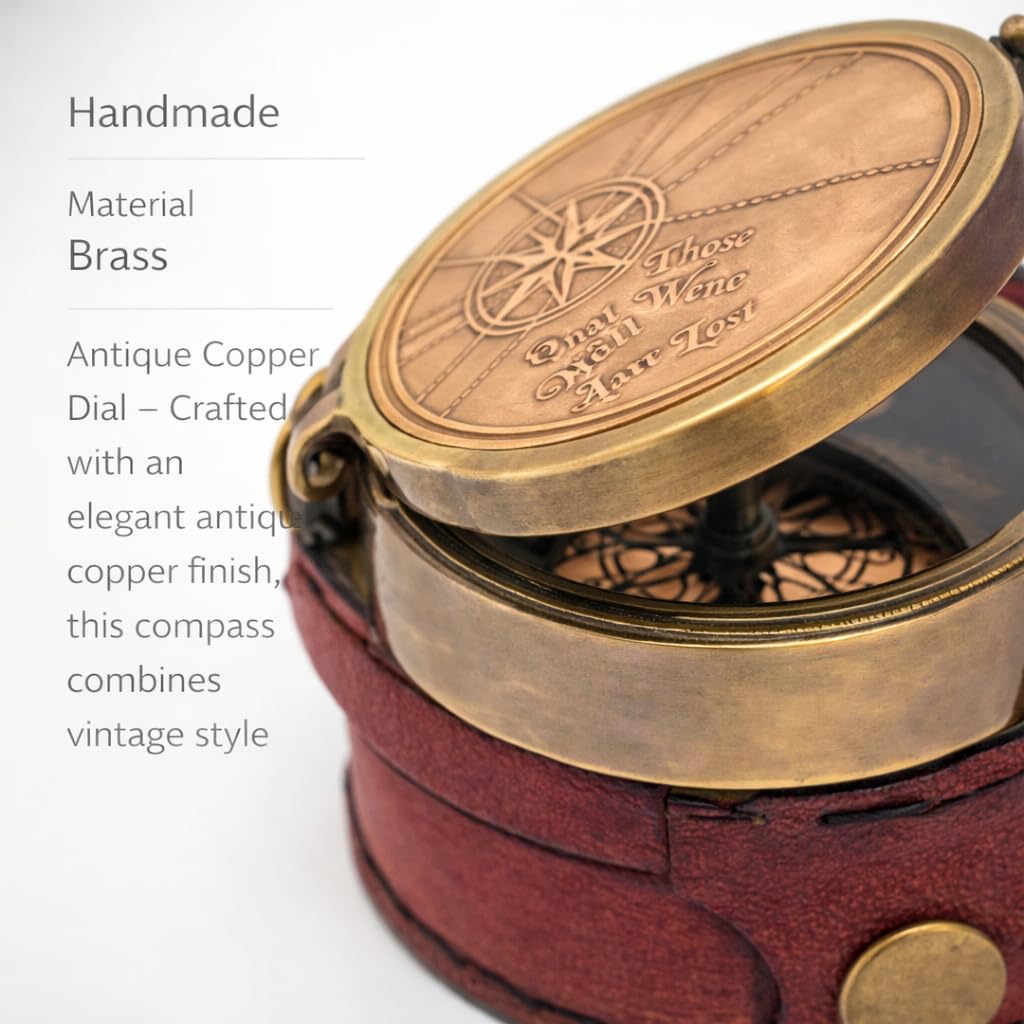 Motivational Compass, Round Leather Case view 5