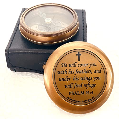 Psalm 91:4 Compass, Leather Case view 2