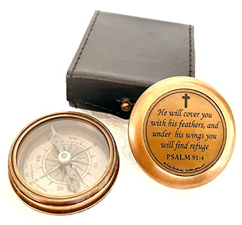 Psalm 91:4 Compass, Leather Case view 4