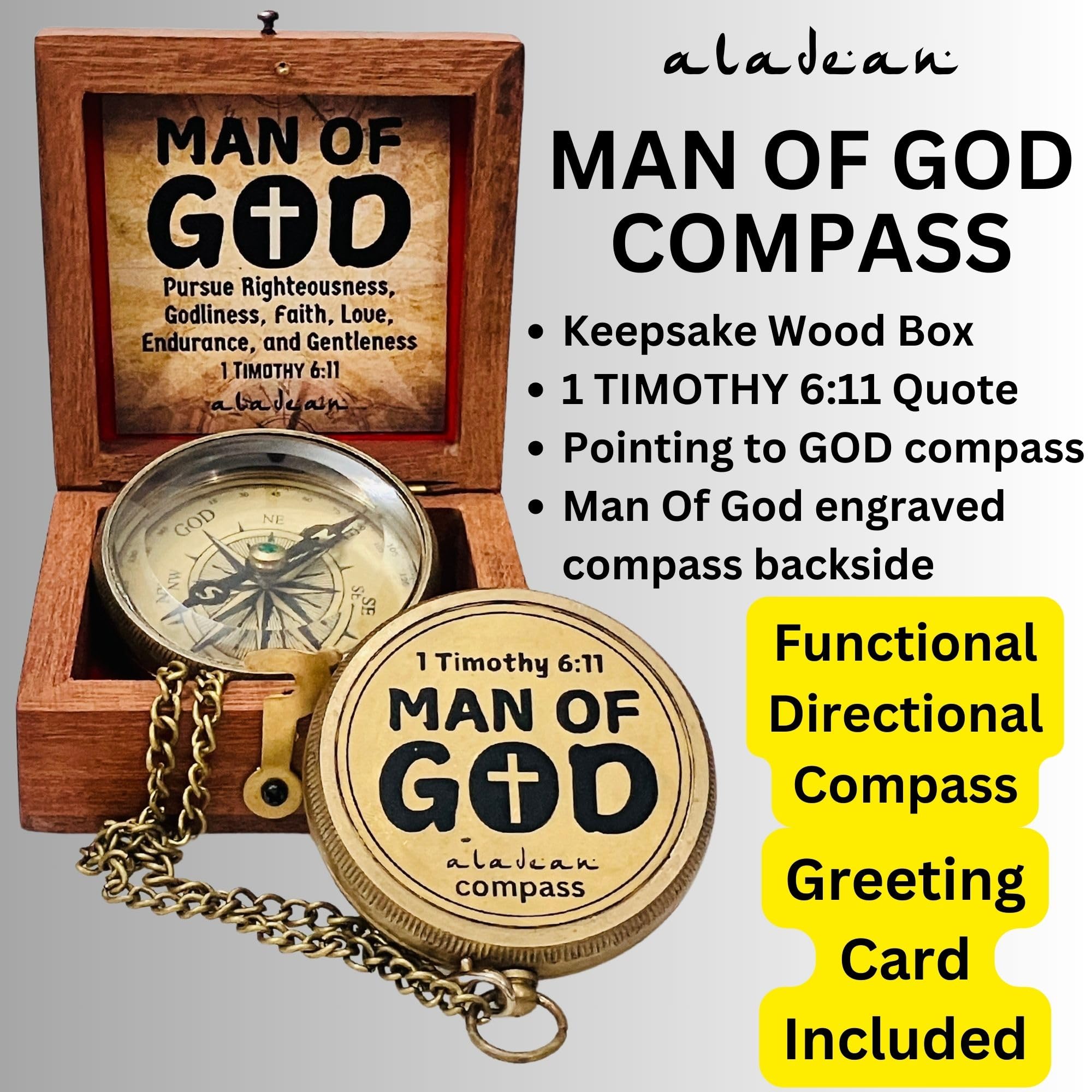 Man of God Compass, Wooden Box view 3