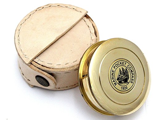 Robert Frost Quote Compass, Round Leather Case view 2