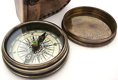 Robert Frost Quote Compass, Leather Case view 2