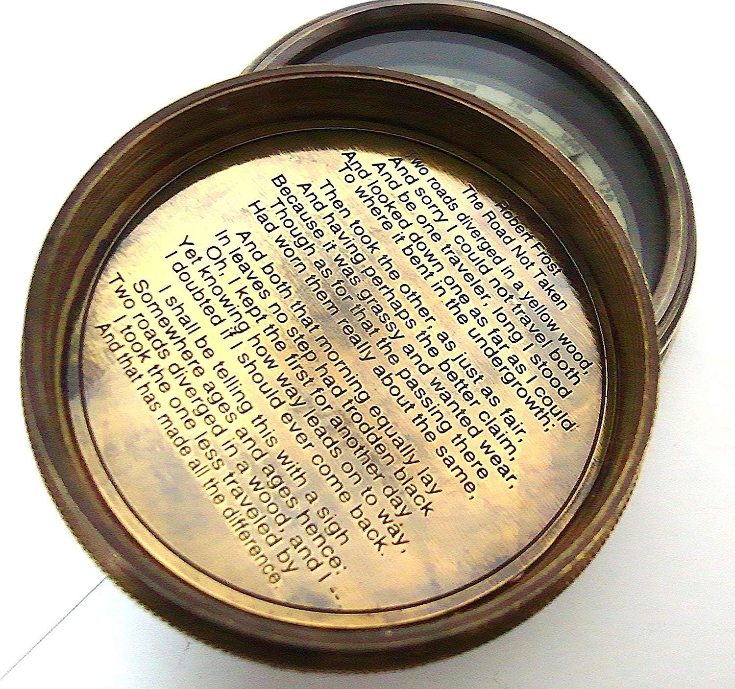 Robert Frost Quote Compass, Leather Case view 4
