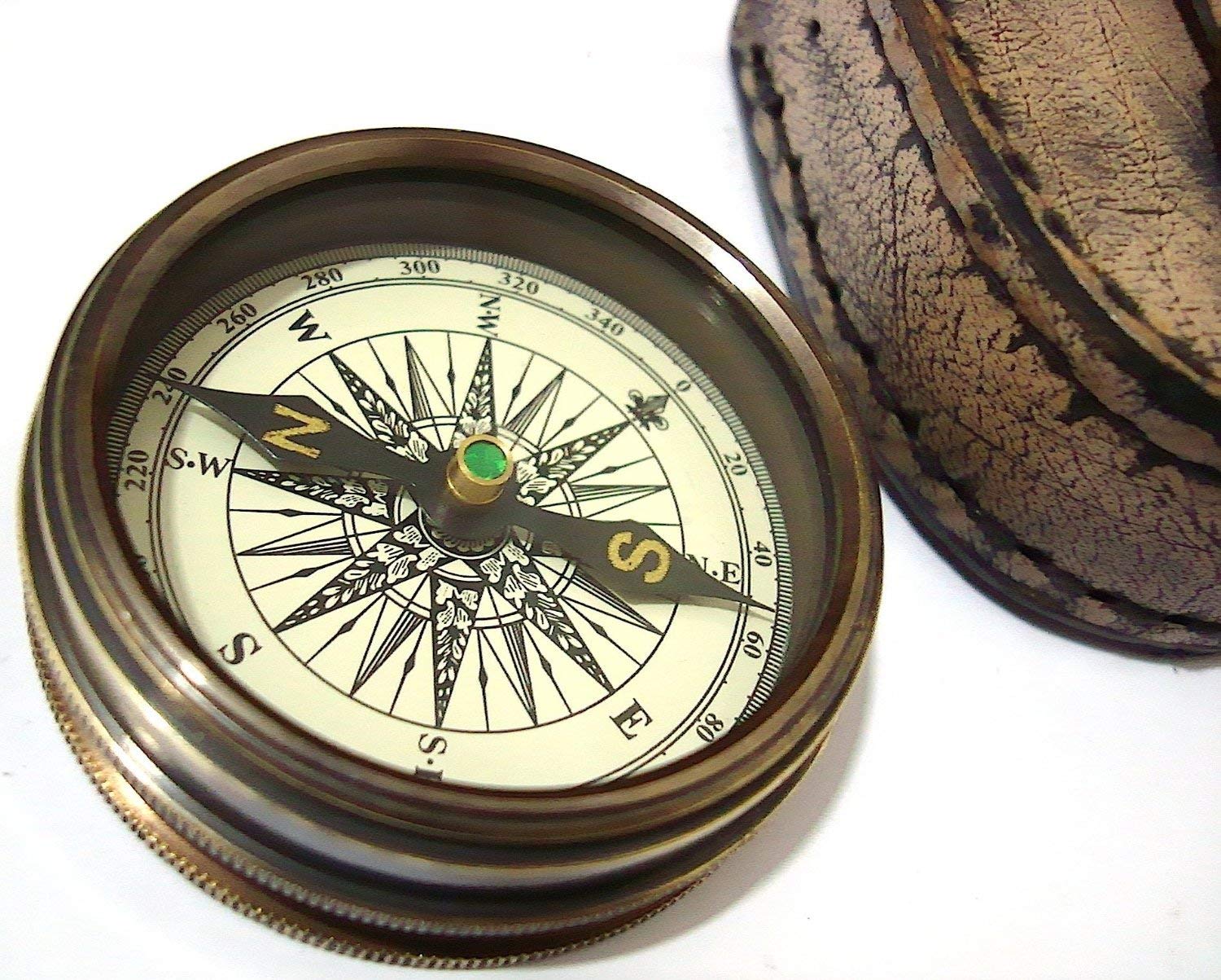 Robert Frost Quote Compass, Leather Case view 6