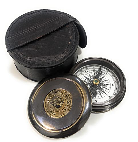 Robert Frost Quote Compass, Round Leather Case view 2