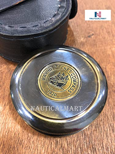 Robert Frost Quote Compass, Round Leather Case view 6