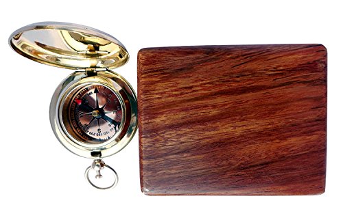 Antique Finish Compass, Wooden Box view 6