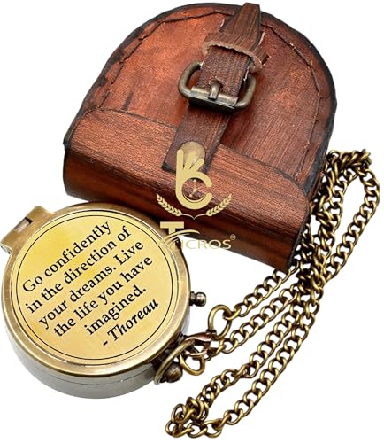 Thoreau Quote Compass, Leather Case view 4
