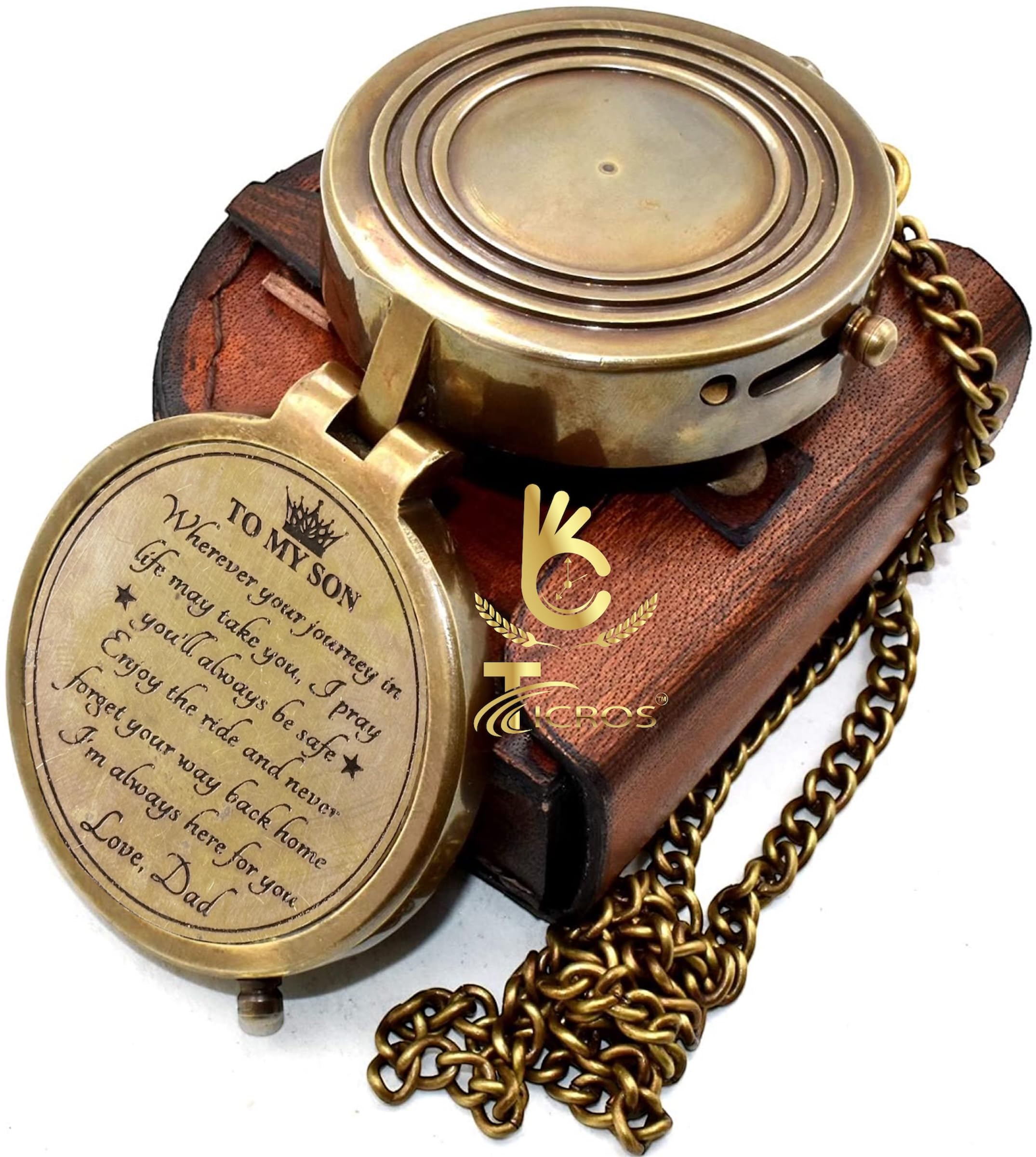 To My Son Compass, Leather Case view 3