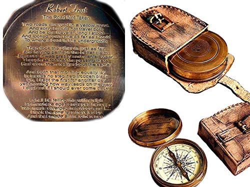 Robert Frost Quote Compass, Leather Case view 4