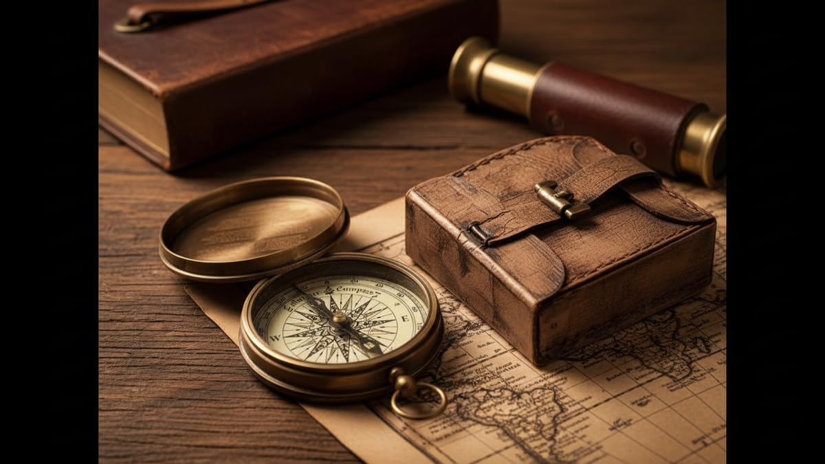 Robert Frost Quote Compass, Leather Case view 6