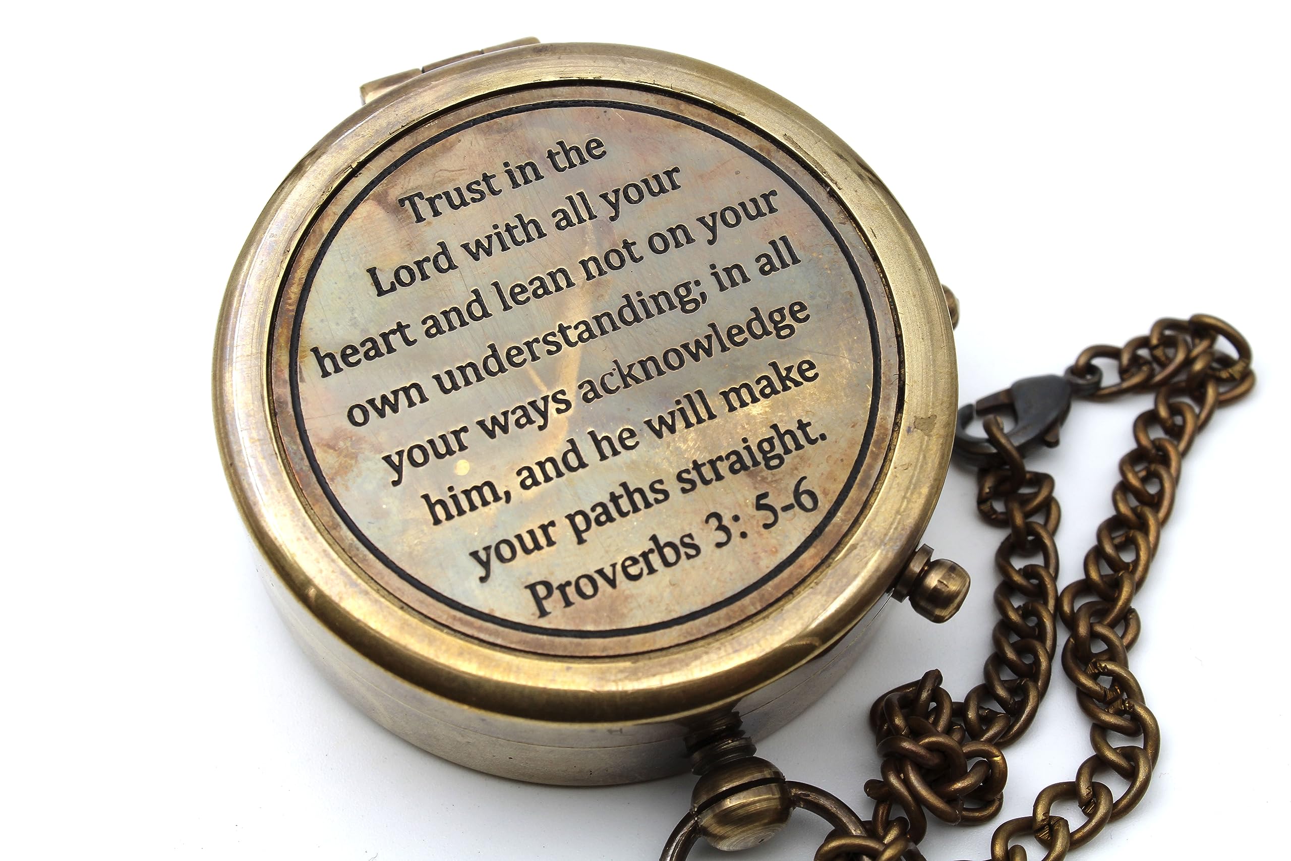 Proverbs 3:5-6 Compass, Wooden Box view 4