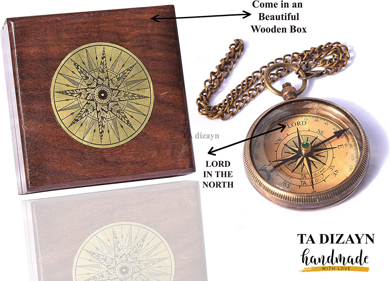 Proverbs 3:5-6 Compass, Wooden Box view 3