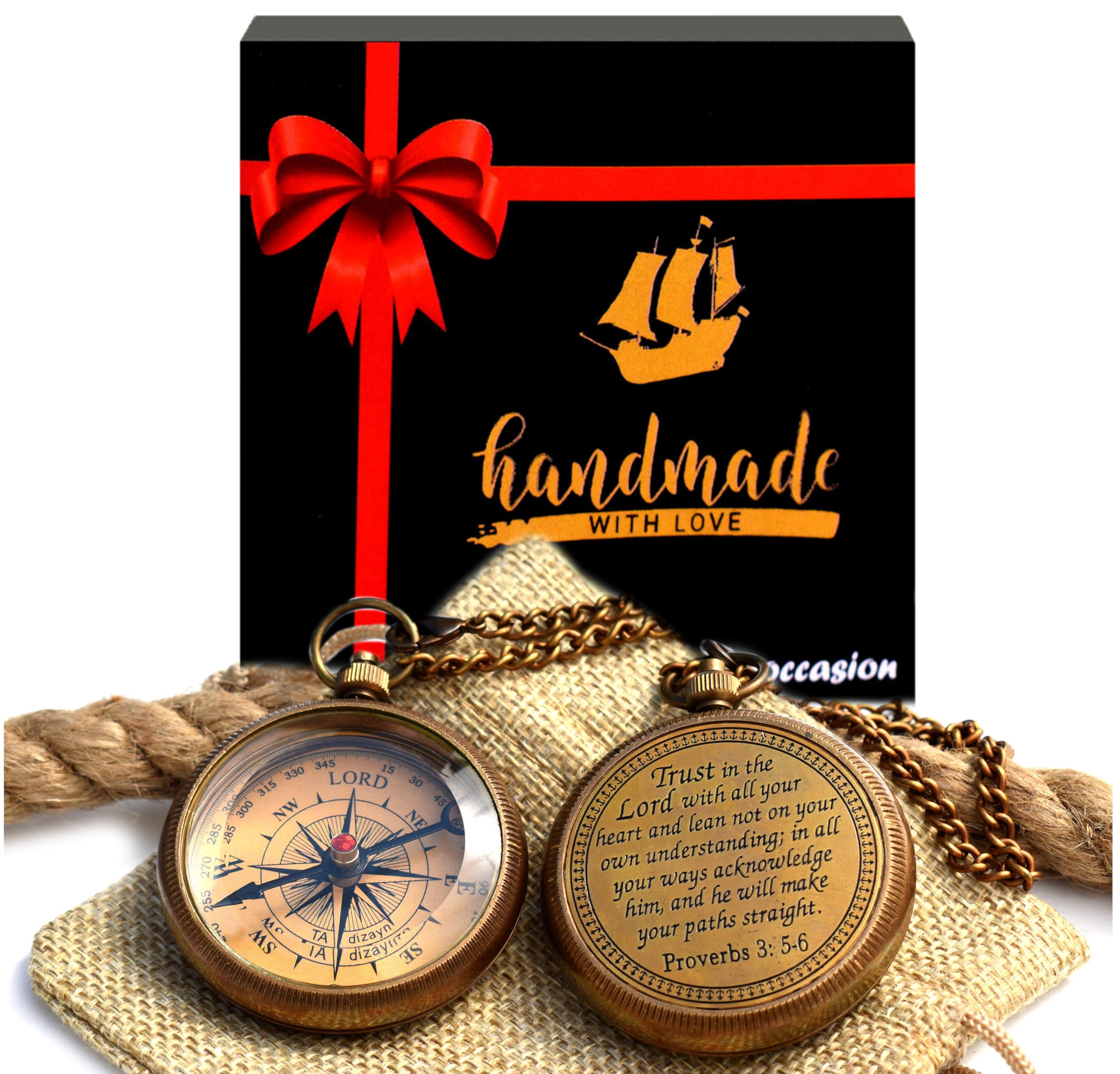 Proverbs 3:5-6 Compass, Antique Finish view 5