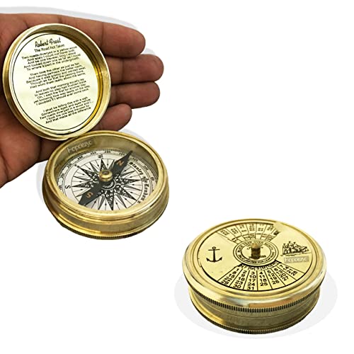 Robert Frost Quote Compass, Antique Finish view 4