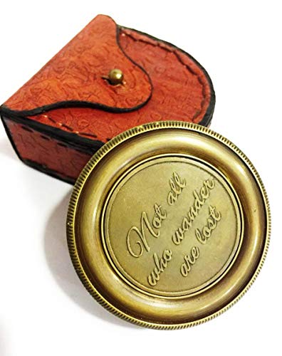 Motivational Compass, Round Leather Case view 2