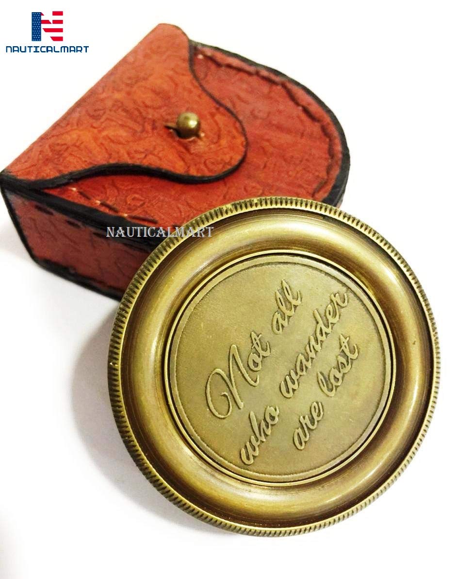Motivational Compass, Round Leather Case view 3