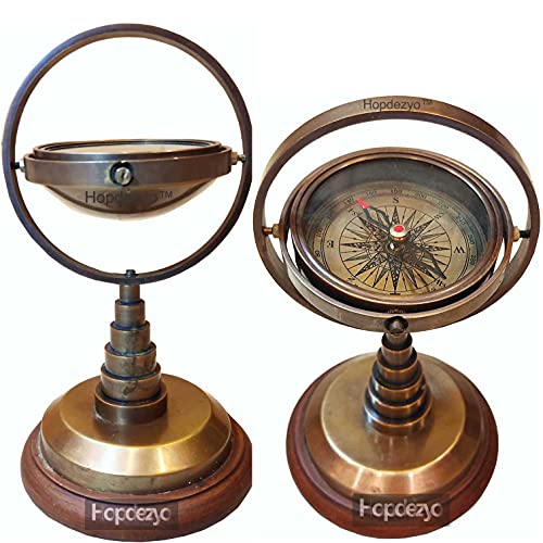 Gimbal Compass on Wooden Base view 2