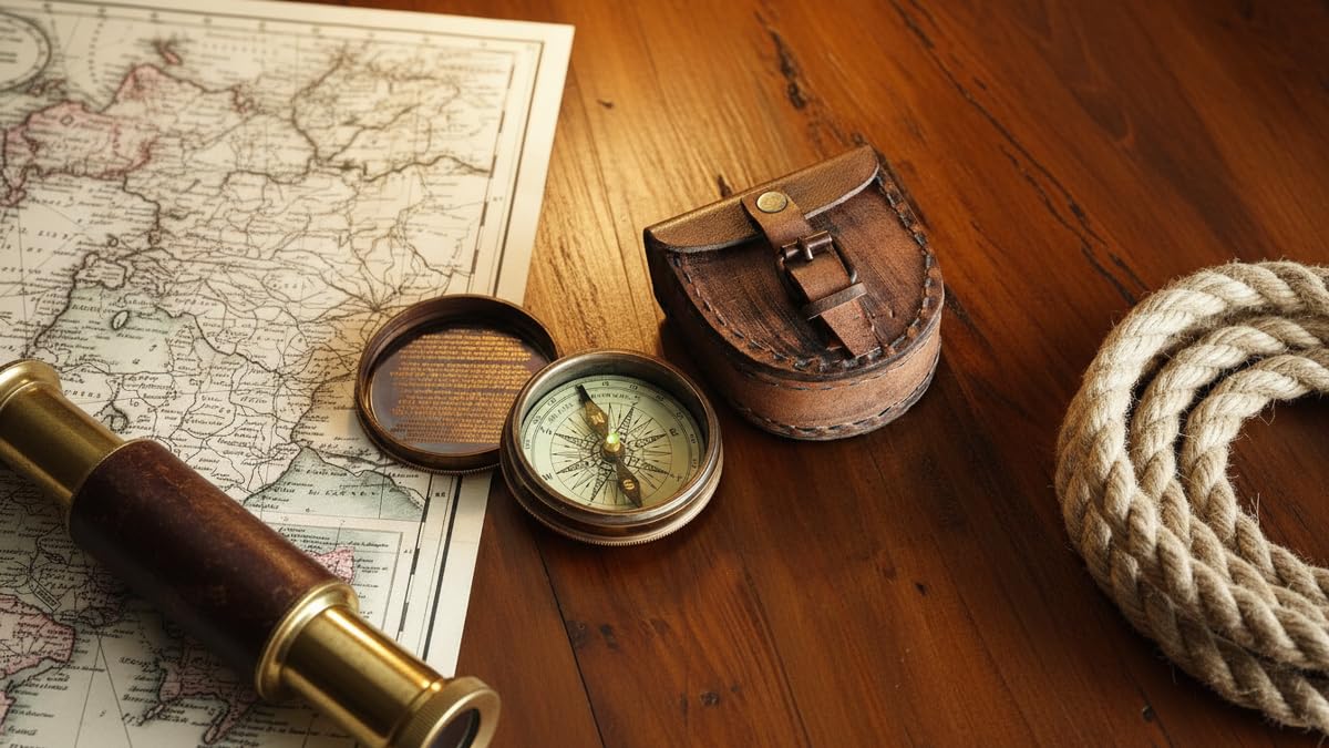 Robert Frost Quote Compass, Leather Case view 4