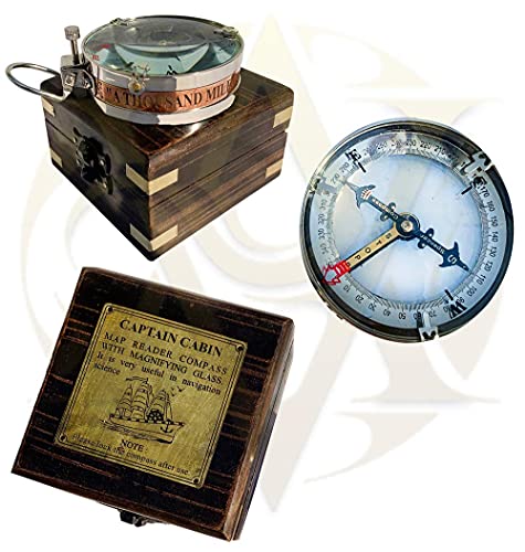 Glass Top Compass, Wooden Box view 4