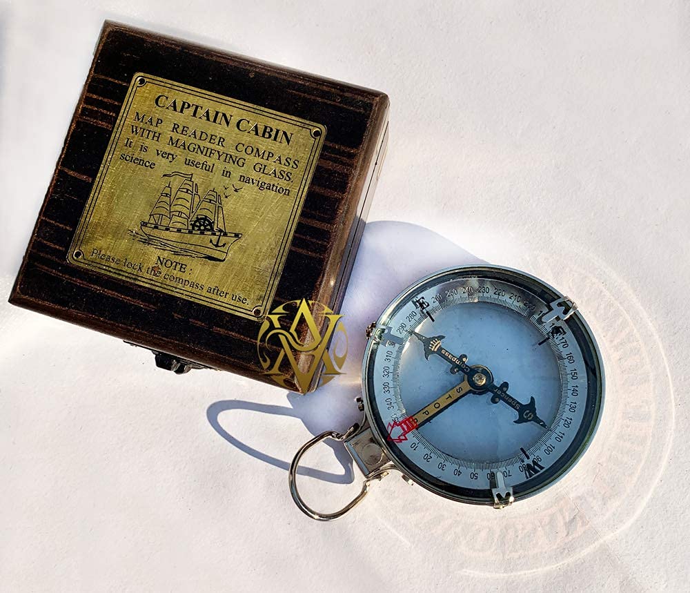 Glass Top Compass, Wooden Box view 5