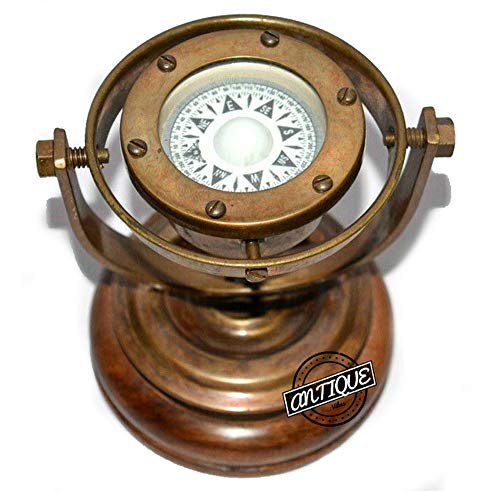Gimbal Compass on Wooden Base view 2