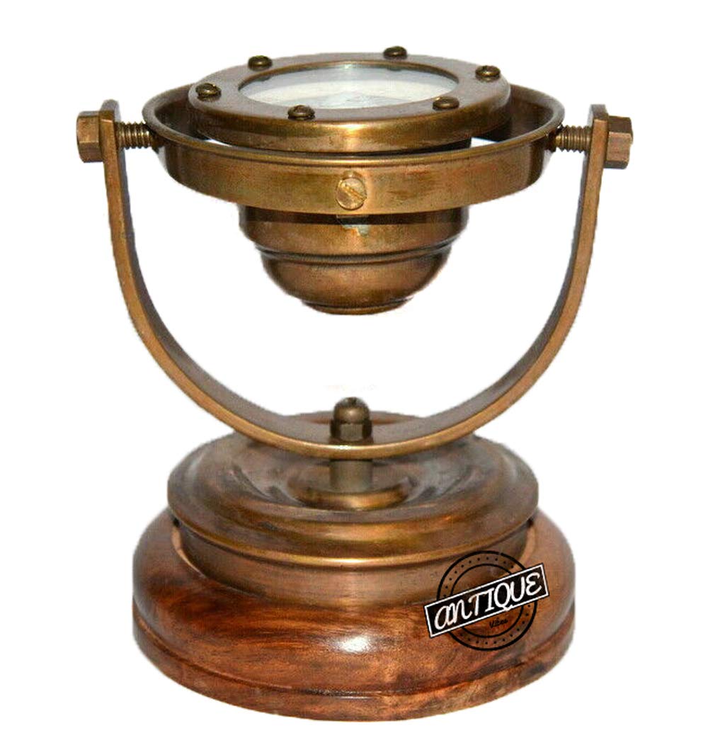 Gimbal Compass on Wooden Base view 3
