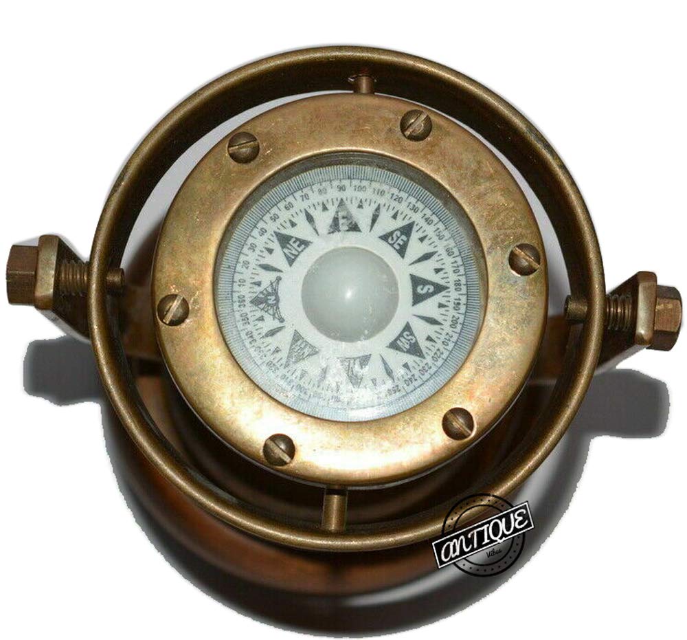 Gimbal Compass on Wooden Base view 5