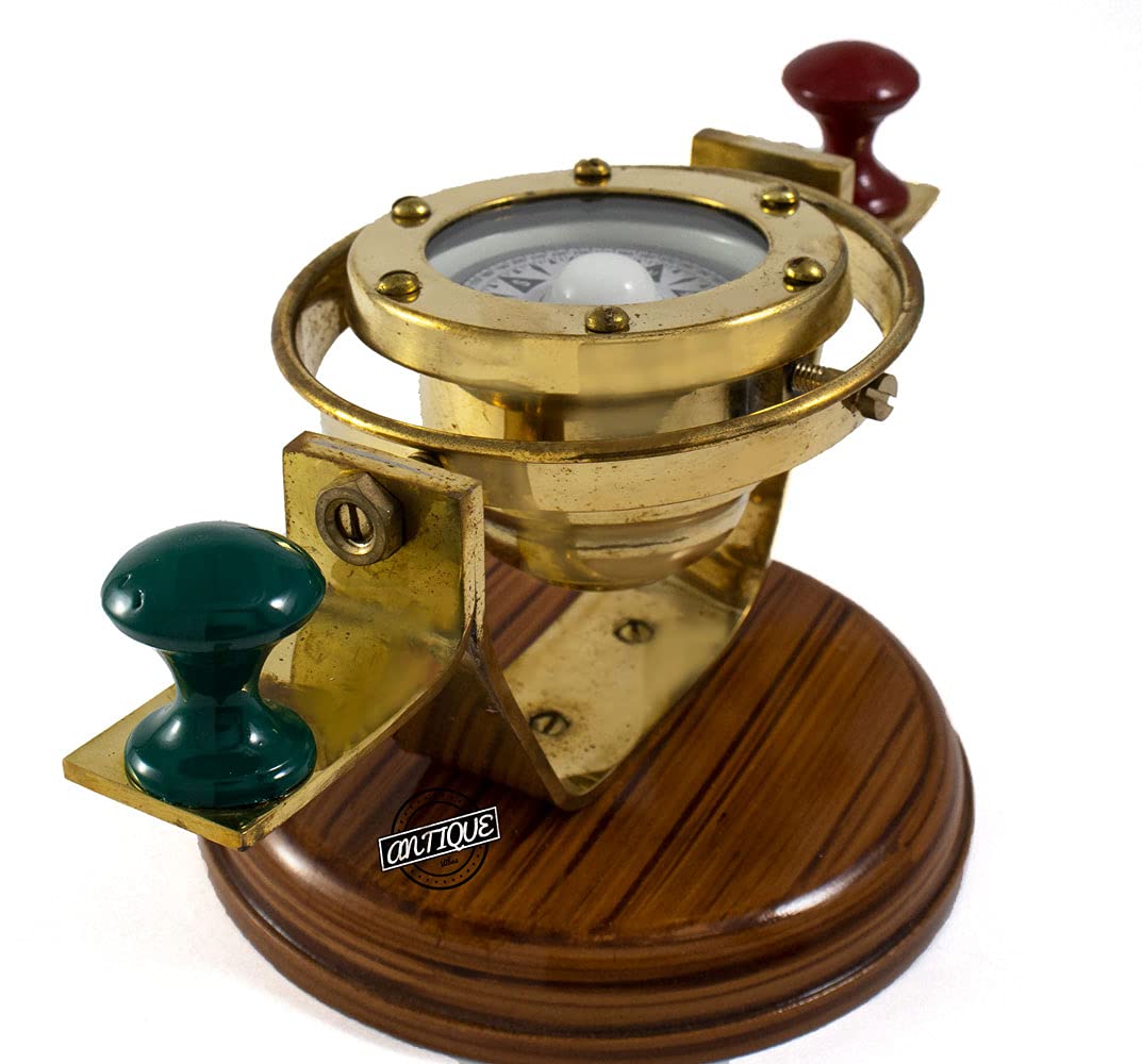 Gimbal Compass on Wooden Base view 4
