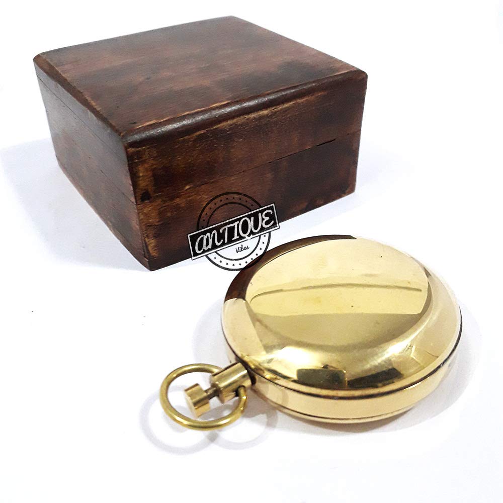 Push Button Compass, Wooden Box view 6