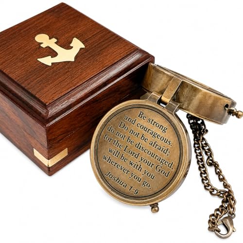 Joshua 1:9 Compass, Wooden Box view 2