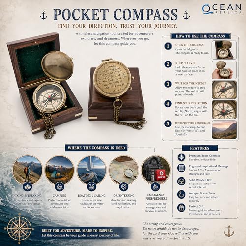 Joshua 1:9 Compass, Wooden Box view 6