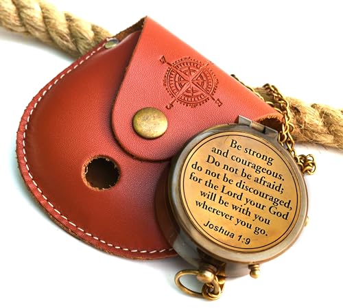 Joshua 1:9 Compass, Leather Case view 2