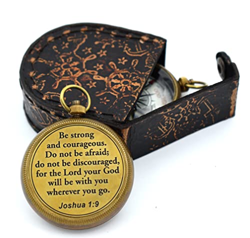 Joshua 1:9 Compass, Leather Case view 2
