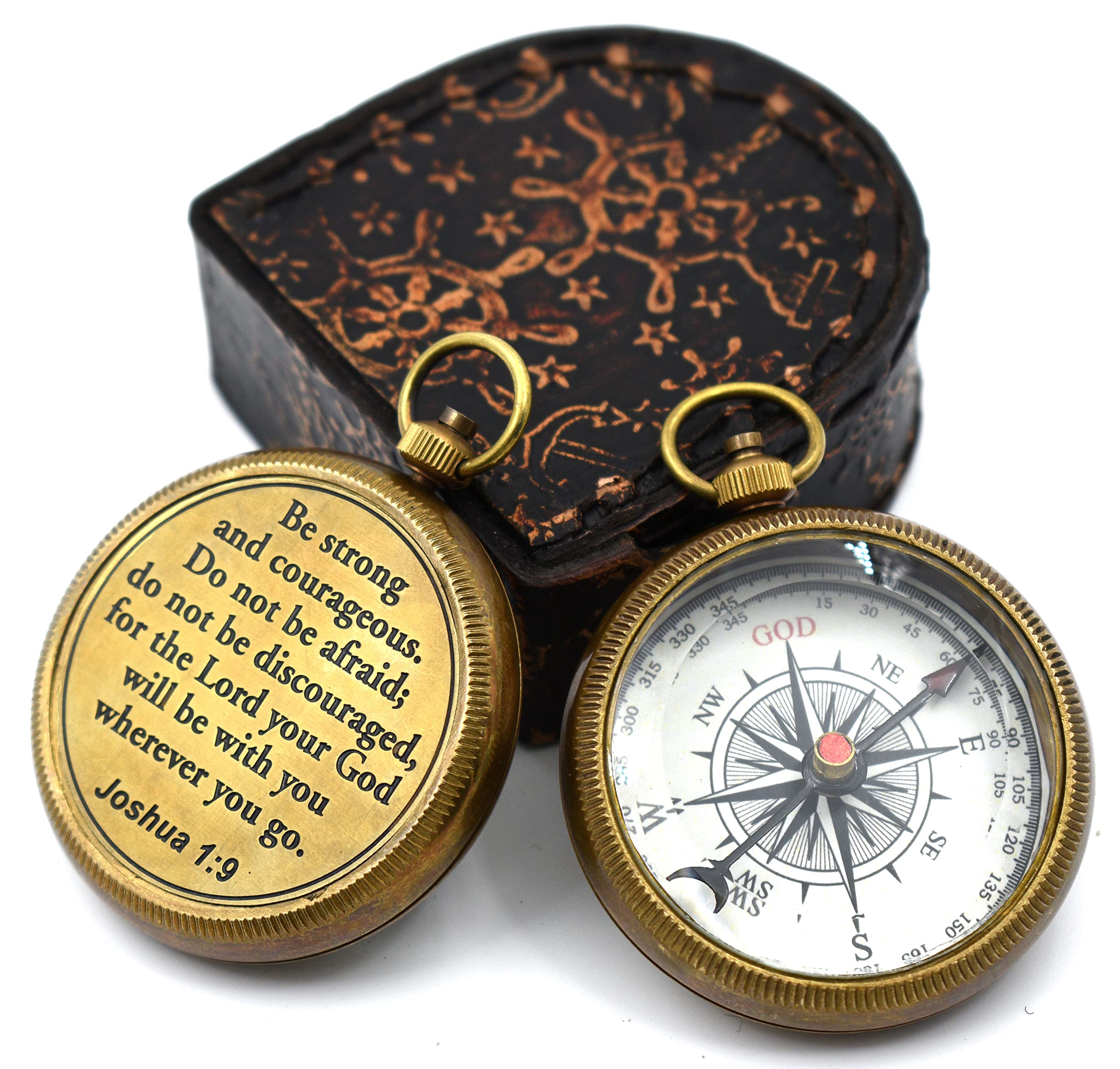 Joshua 1:9 Compass, Leather Case view 3
