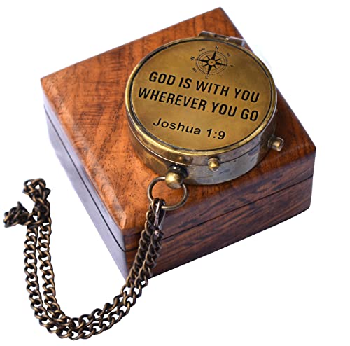 Joshua 1:9 Compass, Wooden Box view 3