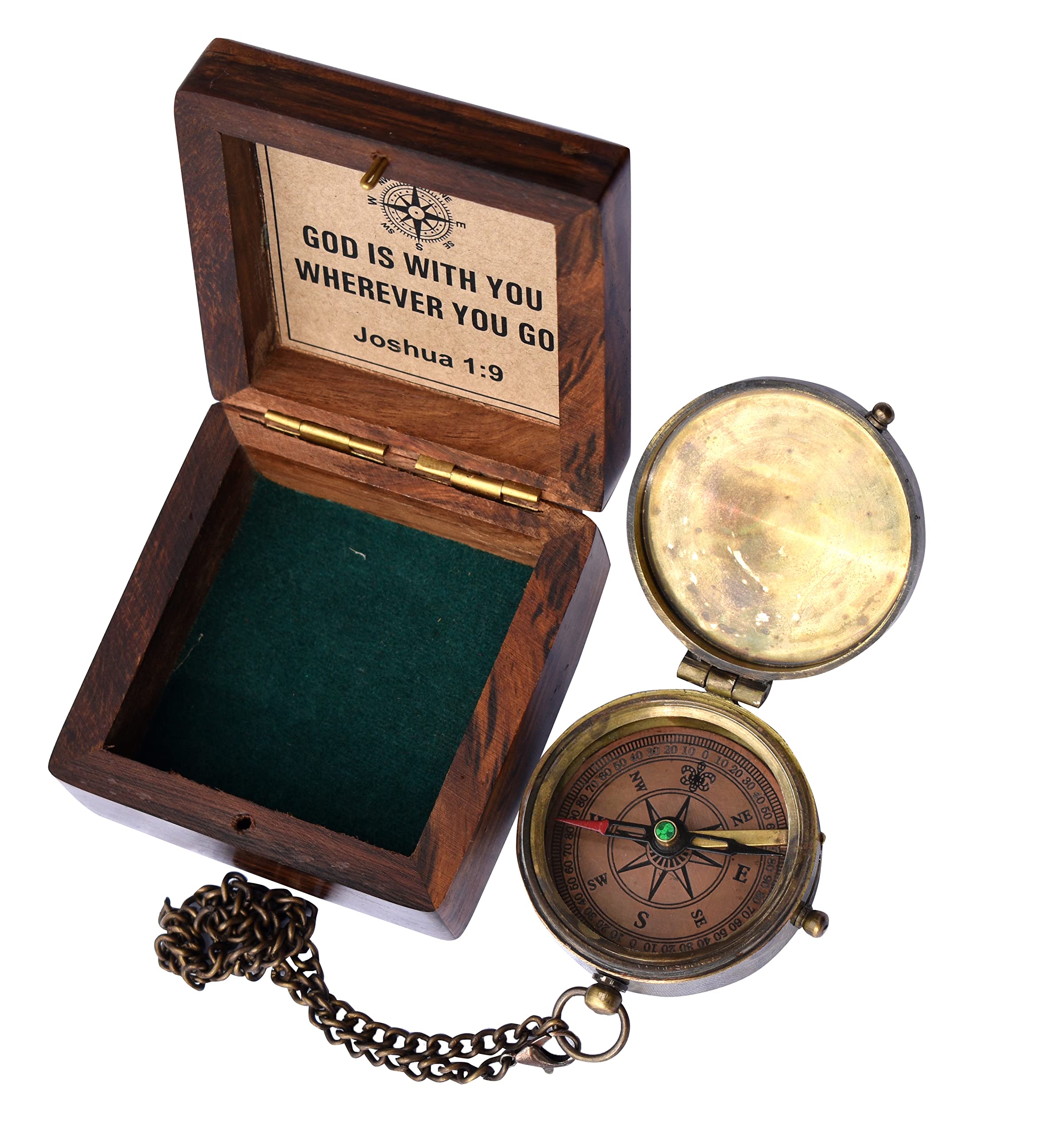 Joshua 1:9 Compass, Wooden Box view 4