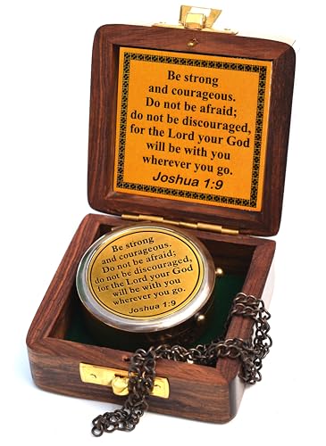 Joshua 1:9 Compass, Wooden Box view 2