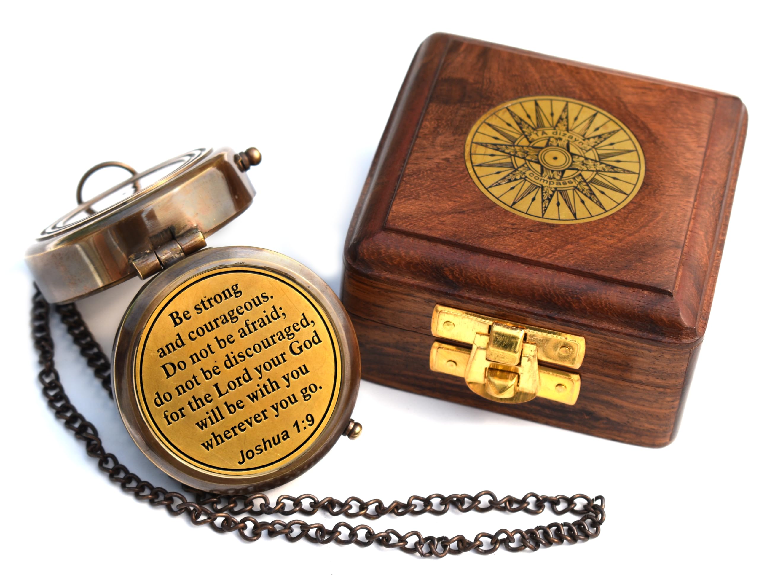 Joshua 1:9 Compass, Wooden Box view 3
