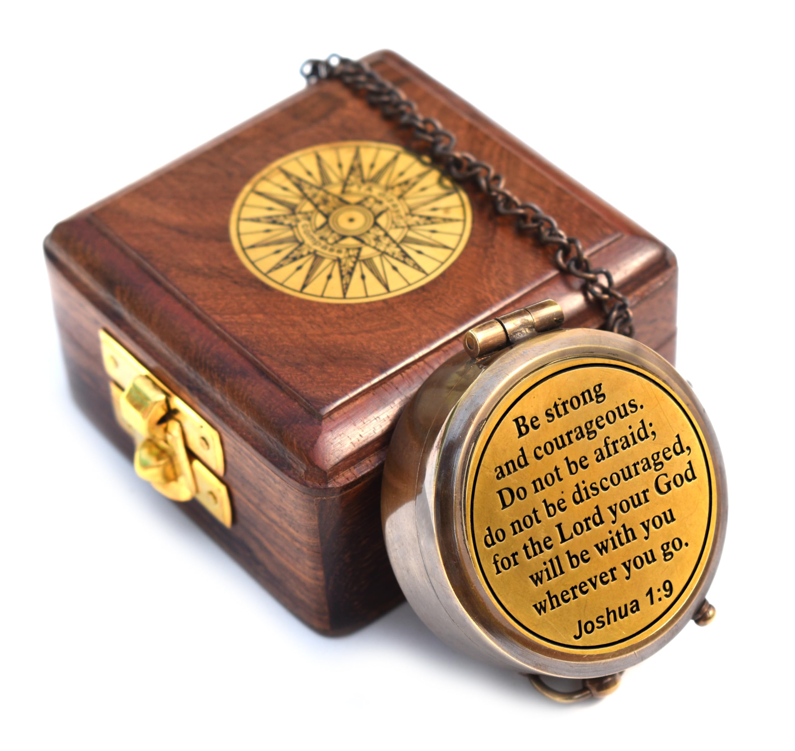 Joshua 1:9 Compass, Wooden Box view 5